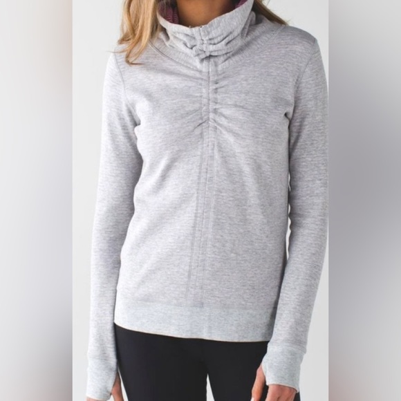 lululemon athletica Tops - 🌷 21”PTP reversible grey pink striped sweatshirt in a cinch neck turt…